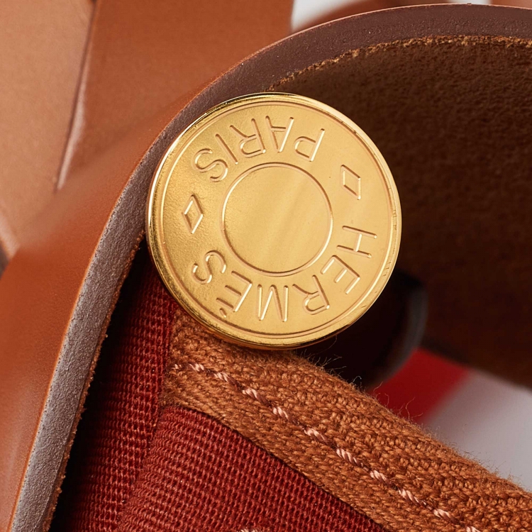 مملوكة مسبقًا Hermes Rouge H/Fauve Canvas and Leather Herbag Zip 31 Bag