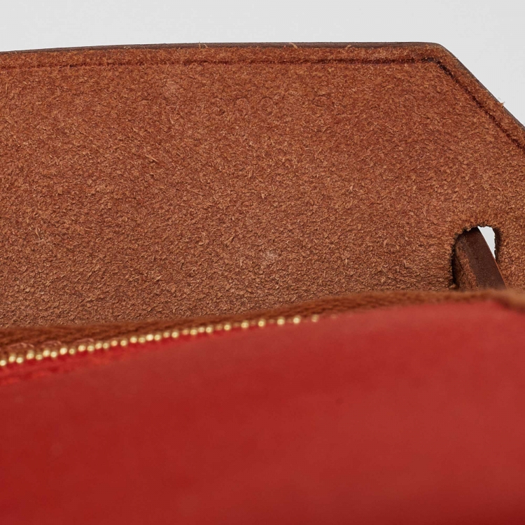 مملوكة مسبقًا Hermes Rouge H/Fauve Canvas and Leather Herbag Zip 31 Bag