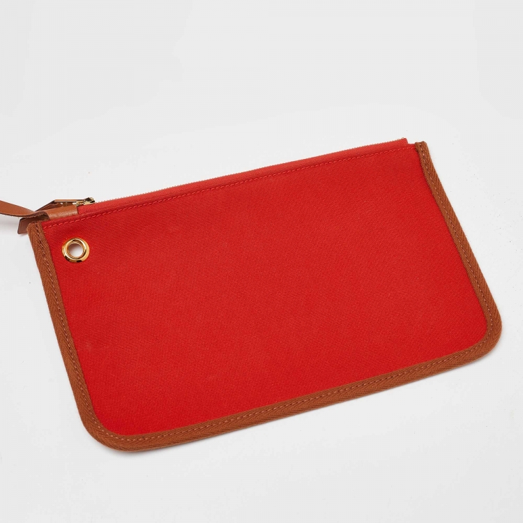 مملوكة مسبقًا Hermes Rouge H/Fauve Canvas and Leather Herbag Zip 31 Bag