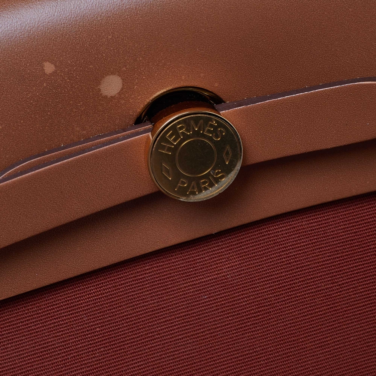 مملوكة مسبقًا Hermes Rouge H/Fauve Canvas and Leather Herbag Zip 31 Bag