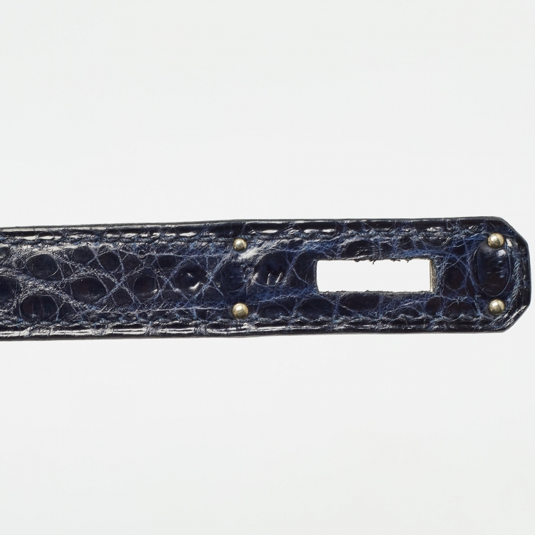 مملوكة مسبقًا Hermes Bleu Roi Crocodile Palladium Finish Kelly Sellier 35 Bag