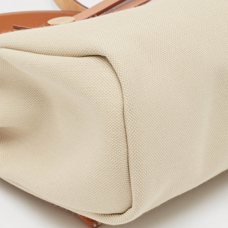 Pre Owned Hermès Naturel Vache Hunter Leather and Toile Canvas Herbag Zip 31 Bag