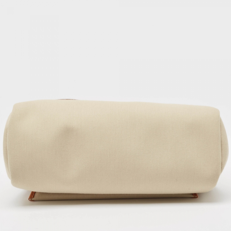 Pre Owned Hermès Naturel Vache Hunter Leather and Toile Canvas Herbag Zip 31 Bag
