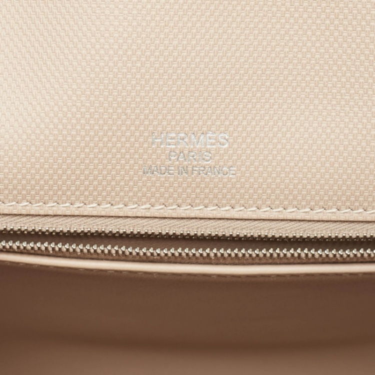 Pre Owned Hermes Argile Ghillies Grain d'H and Swift Leather Palladium Finish Kelly Retourne 35 Bag