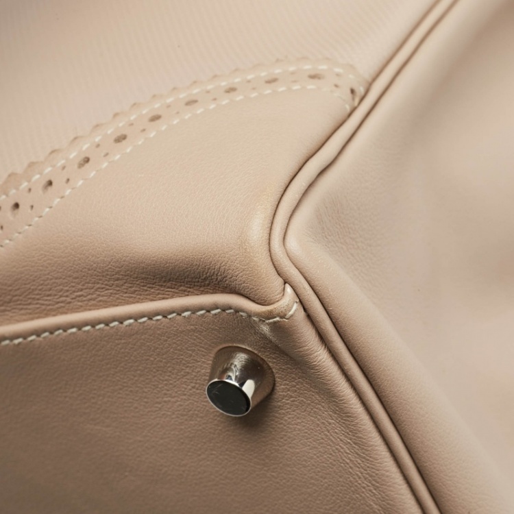 Pre Owned Hermes Argile Ghillies Grain d'H and Swift Leather Palladium Finish Kelly Retourne 35 Bag