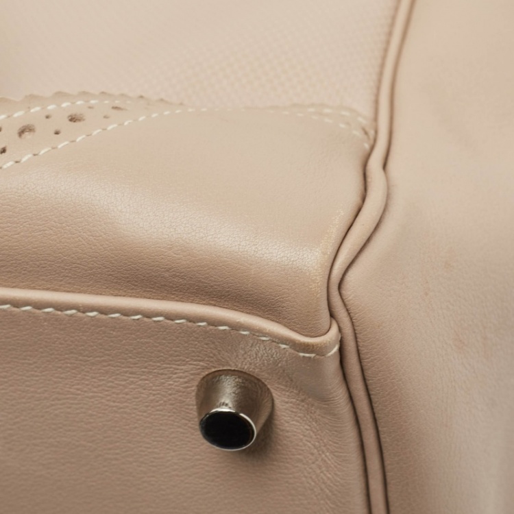 Pre Owned Hermes Argile Ghillies Grain d'H and Swift Leather Palladium Finish Kelly Retourne 35 Bag
