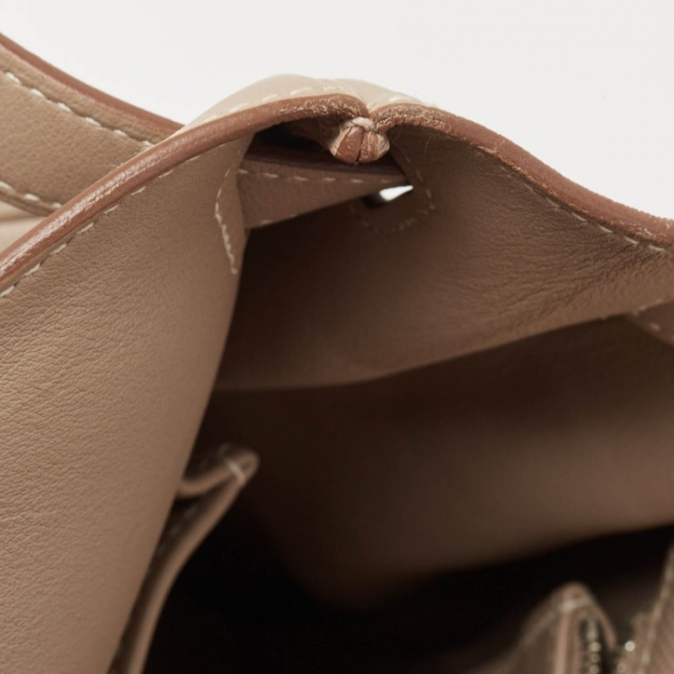 Pre Owned Hermes Argile Ghillies Grain d'H and Swift Leather Palladium Finish Kelly Retourne 35 Bag