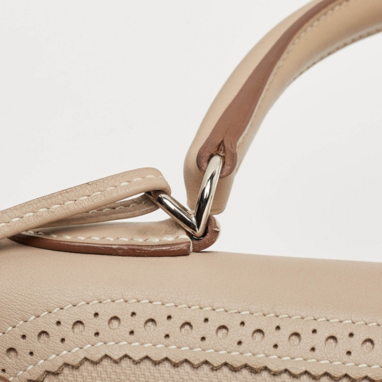 Pre Owned Hermes Argile Ghillies Grain d'H and Swift Leather Palladium Finish Kelly Retourne 35 Bag