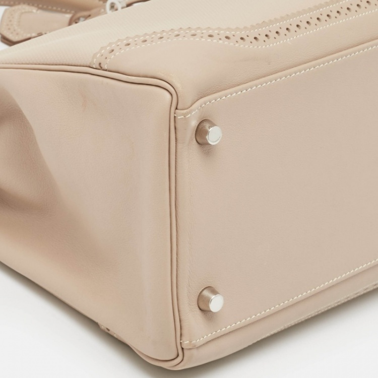 Pre Owned Hermes Argile Ghillies Grain d'H and Swift Leather Palladium Finish Kelly Retourne 35 Bag