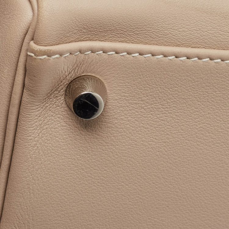 Pre Owned Hermes Argile Ghillies Grain d'H and Swift Leather Palladium Finish Kelly Retourne 35 Bag