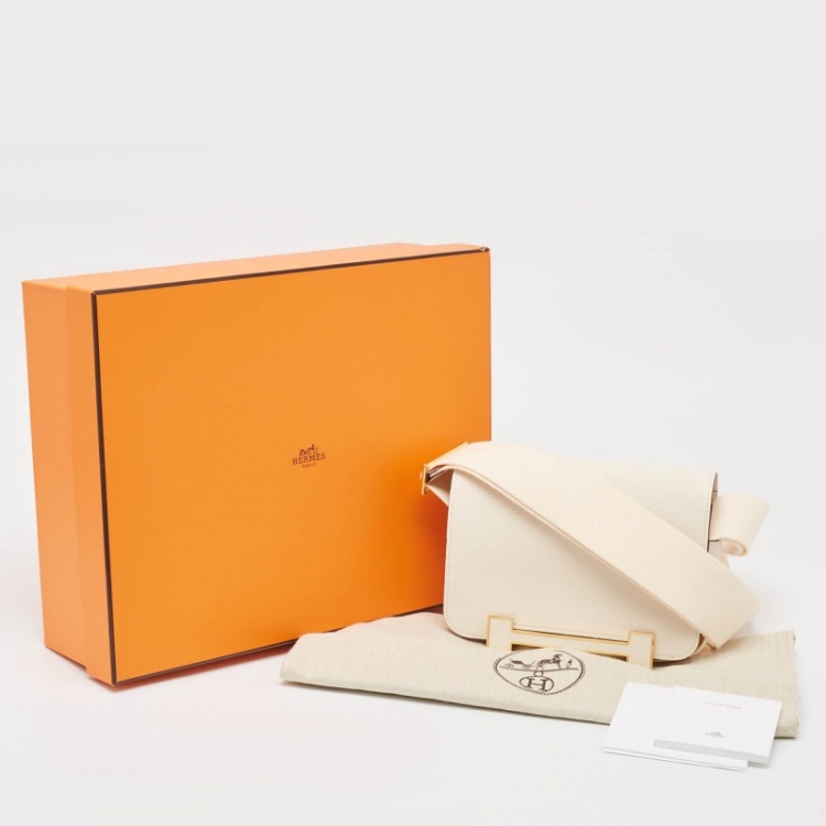 مملوكة مسبقًا Hermes Nata Chevre Mysore Leather Gold Finish Geta Bag