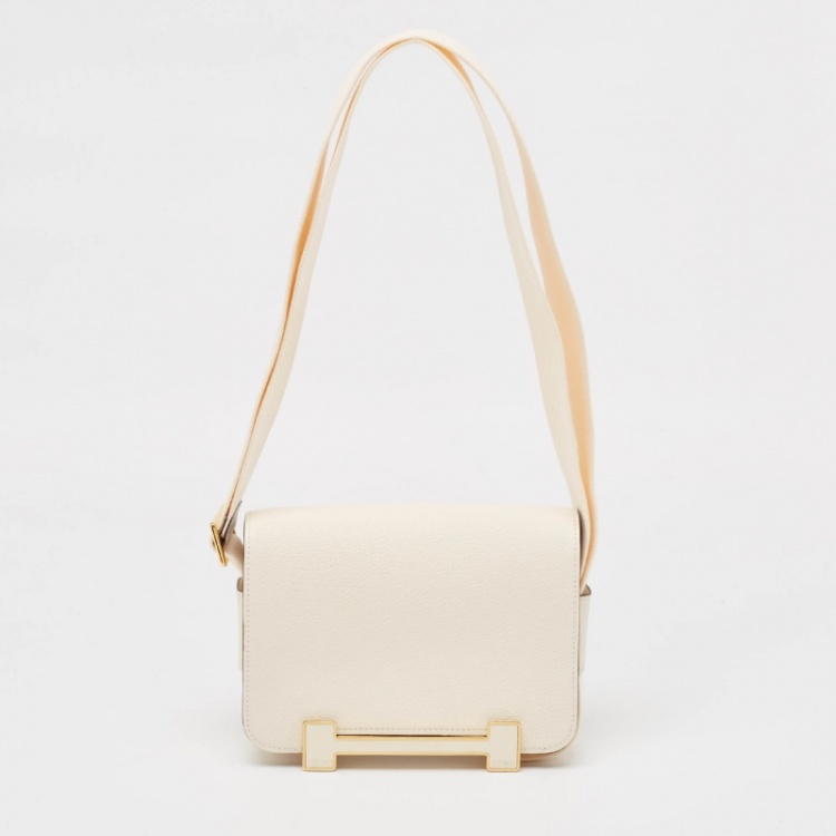 مملوكة مسبقًا Hermes Nata Chevre Mysore Leather Gold Finish Geta Bag