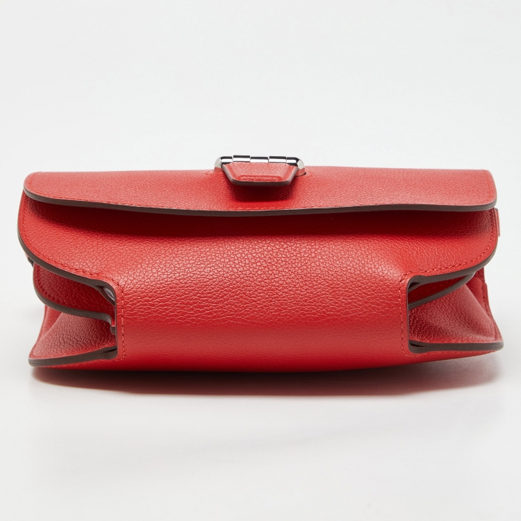 مملوكة مسبقًا Hermes Rouge Pivoine Evercolor Leather Mini Convoyeur II Bag