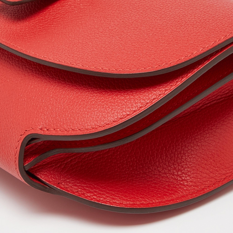 مملوكة مسبقًا Hermes Rouge Pivoine Evercolor Leather Mini Convoyeur II Bag