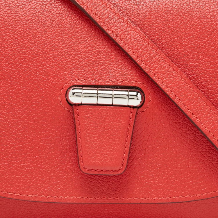 مملوكة مسبقًا Hermes Rouge Pivoine Evercolor Leather Mini Convoyeur II Bag