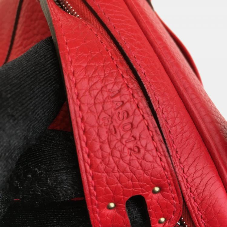 Pre Owned Hermes Rouge De Coeur Clemence Lindy 26 Handbag