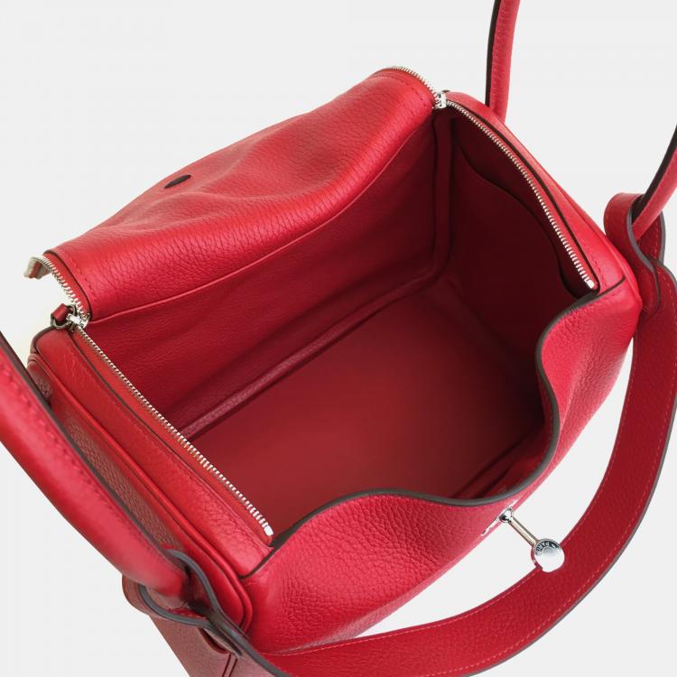Pre Owned Hermes Rouge De Coeur Clemence Lindy 26 Handbag