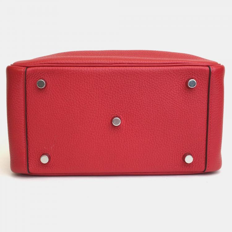 Pre Owned Hermes Rouge De Coeur Clemence Lindy 26 Handbag