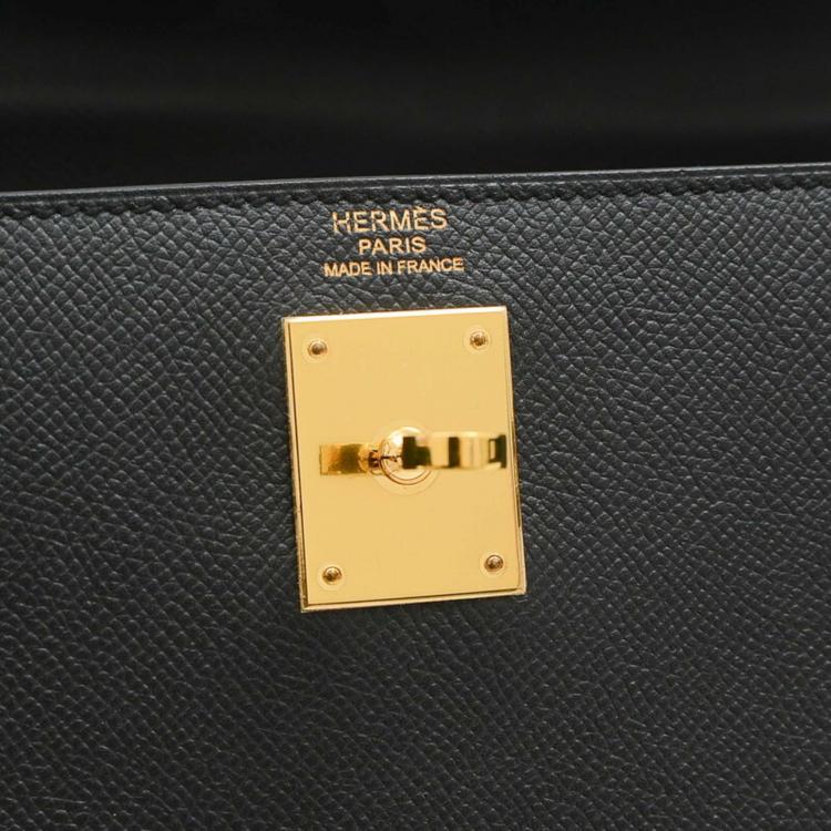 Pre Owned Hermes Black Epson Kelly Handbag
