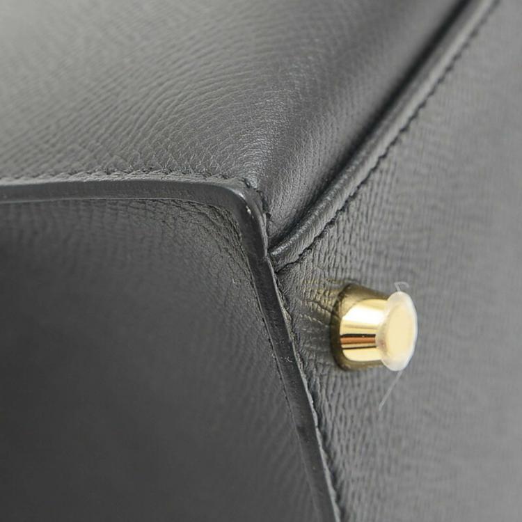 Pre Owned Hermes Black Epson Kelly Handbag