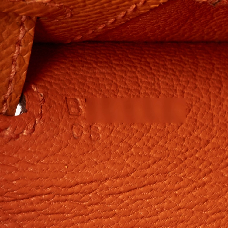 Pre Owned Hermes Orange Epsom Leather Palladium Finish Kelly Sellier 25 Bag