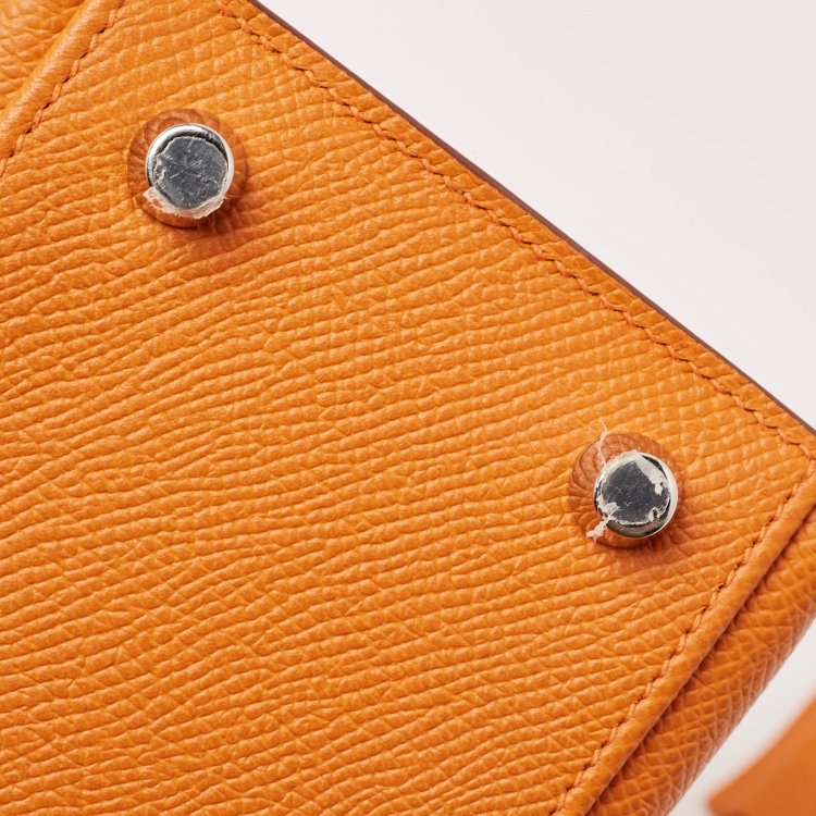 Pre Owned Hermes Orange Epsom Leather Palladium Finish Kelly Sellier 25 Bag
