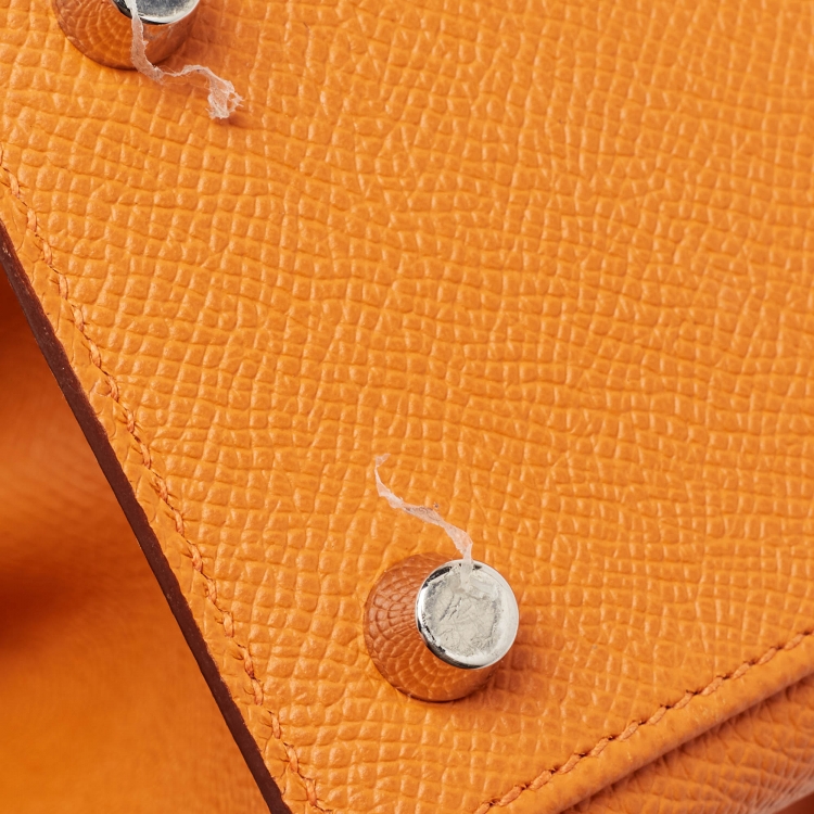 Pre Owned Hermes Orange Epsom Leather Palladium Finish Kelly Sellier 25 Bag