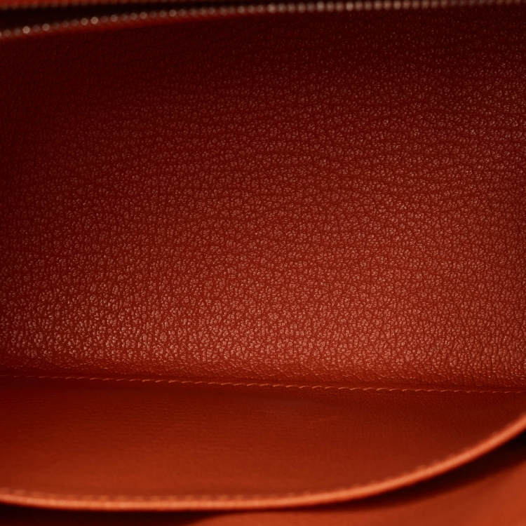 Pre Owned Hermes Orange Epsom Leather Palladium Finish Kelly Sellier 25 Bag