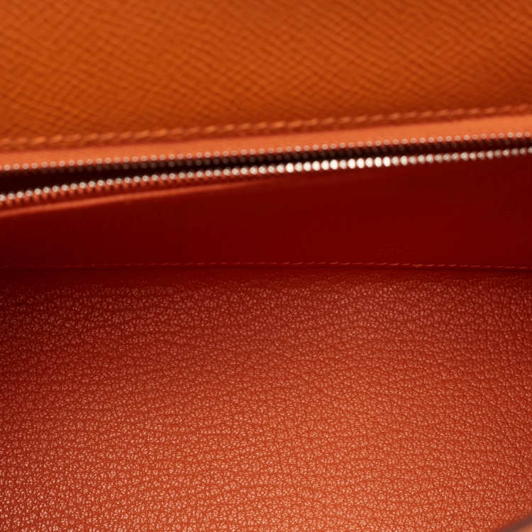 Pre Owned Hermes Orange Epsom Leather Palladium Finish Kelly Sellier 25 Bag