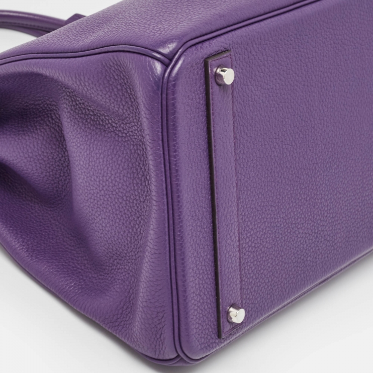 مملوكة مسبقًا Hermes Ultraviolet Togo Leather Palladium Finish Birkin 40 Bag