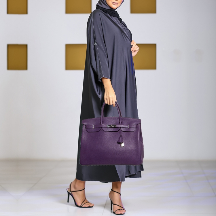 مملوكة مسبقًا Hermes Ultraviolet Togo Leather Palladium Finish Birkin 40 Bag