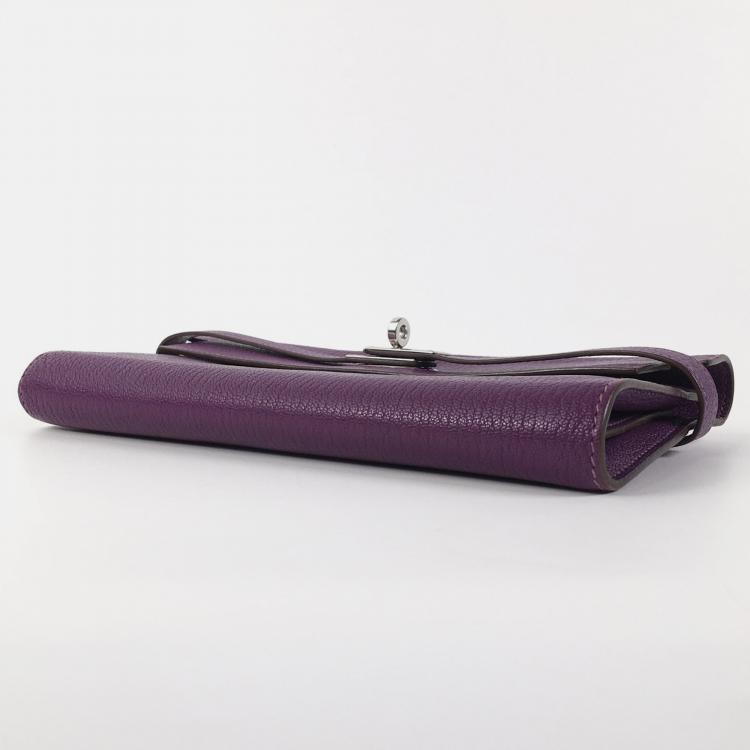 Pre Owned Hermes Purple Chevre Kelly Wallet