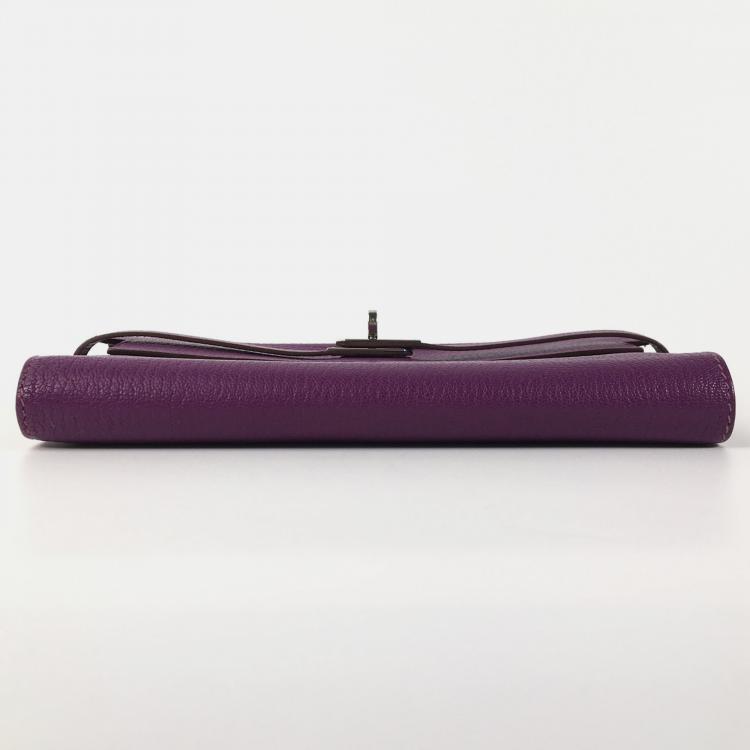 Pre Owned Hermes Purple Chevre Kelly Wallet