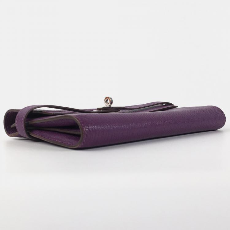 Pre Owned Hermes Purple Chevre Kelly Wallet