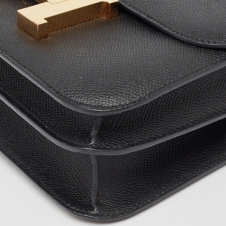 Pre Owned Hermes Noir Epsom Leather Gold Finish Constance 24 Bag