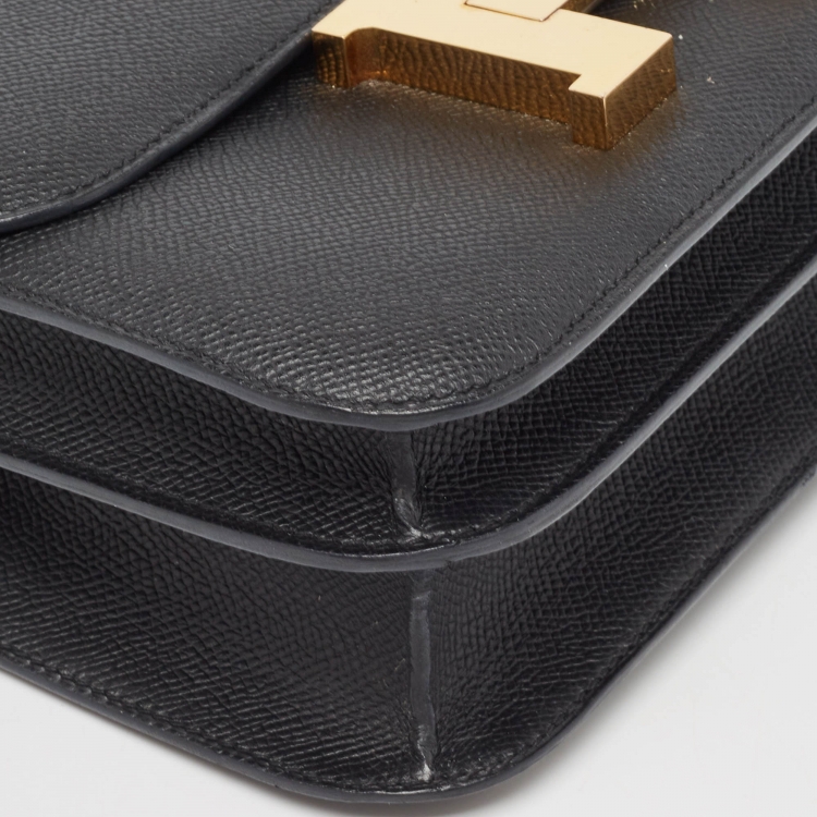 Pre Owned Hermes Noir Epsom Leather Gold Finish Constance 24 Bag