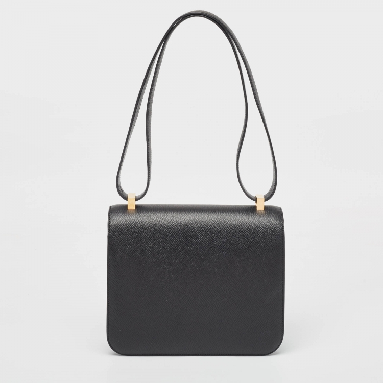 Pre Owned Hermes Noir Epsom Leather Gold Finish Constance 24 Bag