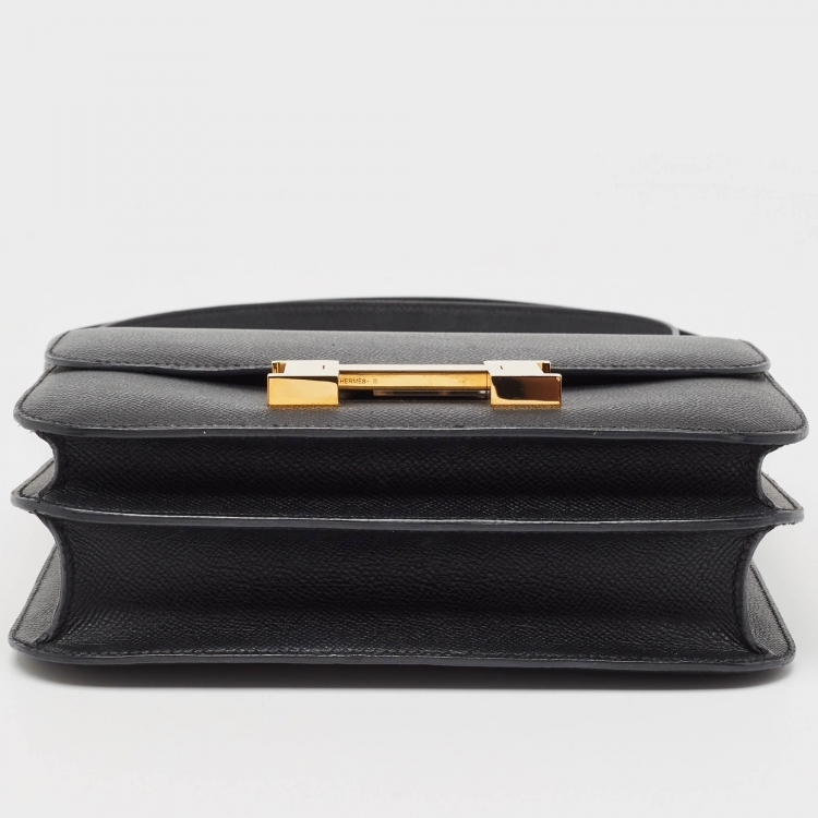 Pre Owned Hermes Noir Epsom Leather Gold Finish Constance 24 Bag