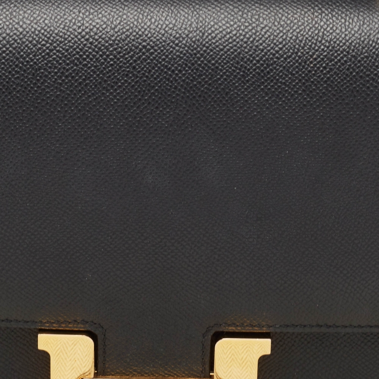 Pre Owned Hermes Noir Epsom Leather Gold Finish Constance 24 Bag