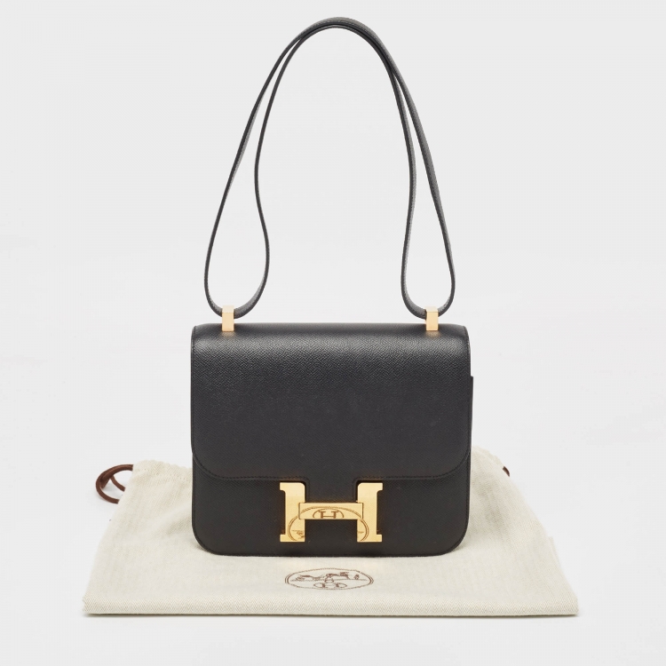Pre Owned Hermes Noir Epsom Leather Gold Finish Constance 24 Bag