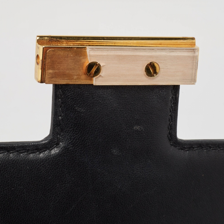 Pre Owned Hermes Noir Epsom Leather Gold Finish Constance 24 Bag