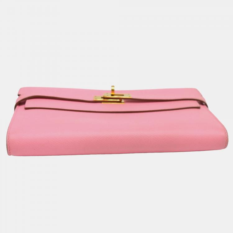 Pre Owned Hermes Pink Epsom Leather Kelly Bi-fold Long Wallet