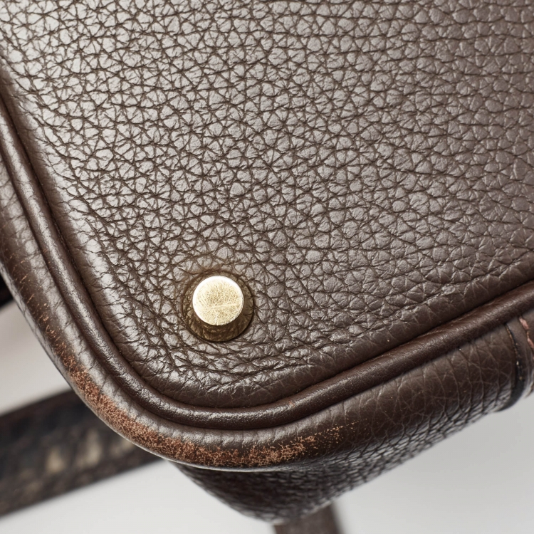 Pre Owned Hermes Chocolat/Ebene Taurillon Clemence Leather and Alligator Touch Picotin Lock 18 Bag