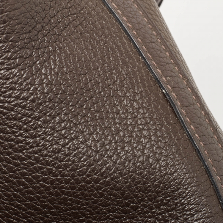Pre Owned Hermes Chocolat/Ebene Taurillon Clemence Leather and Alligator Touch Picotin Lock 18 Bag