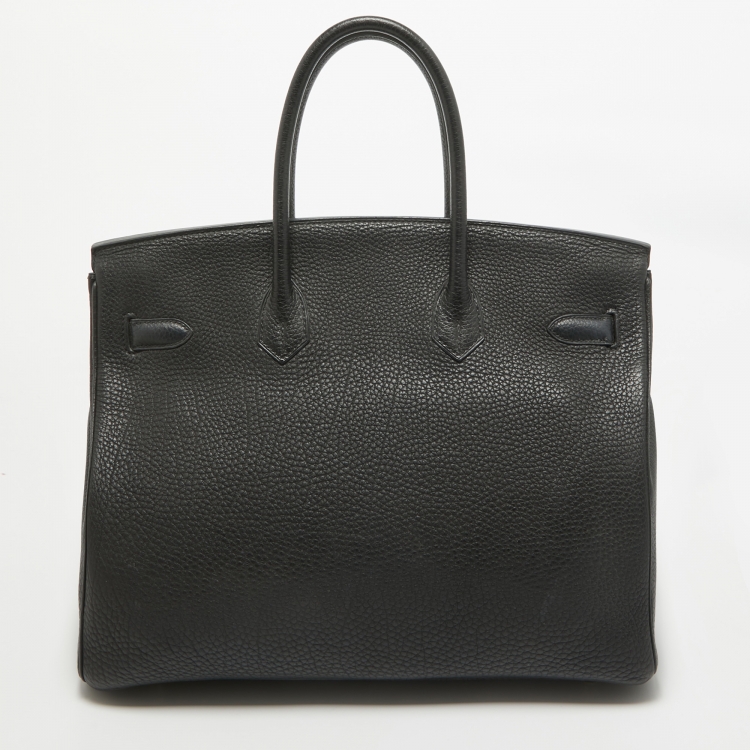 Pre Owned Hermes Noir Togo Leather Gold Finish Birkin 35 Bag