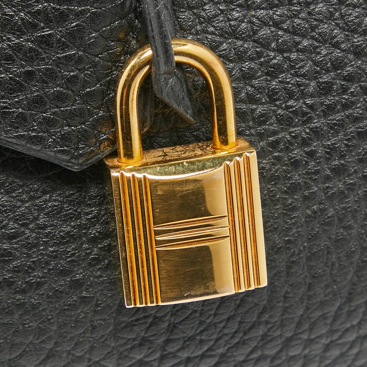 Pre Owned Hermes Noir Togo Leather Gold Finish Birkin 35 Bag