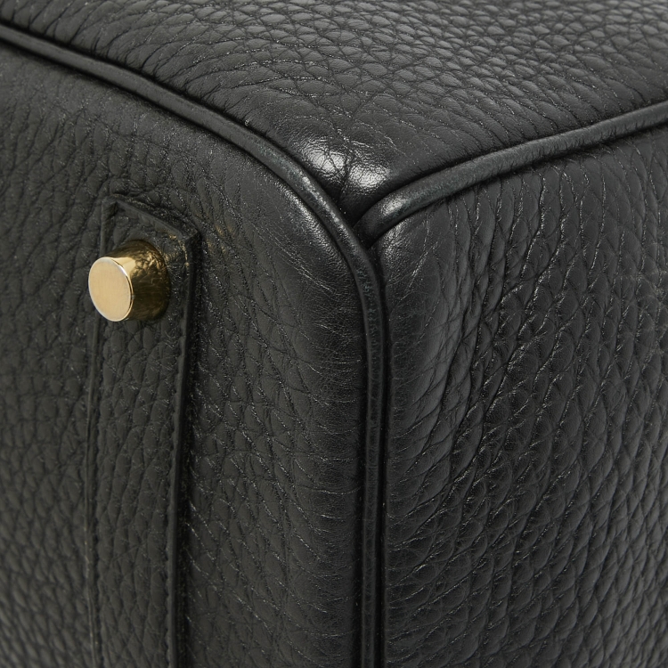 Pre Owned Hermes Noir Togo Leather Gold Finish Birkin 35 Bag