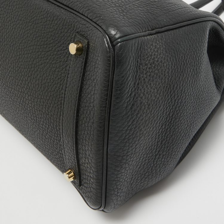 Pre Owned Hermes Noir Togo Leather Gold Finish Birkin 35 Bag