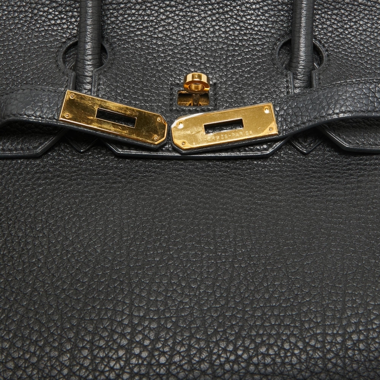 Pre Owned Hermes Noir Togo Leather Gold Finish Birkin 35 Bag