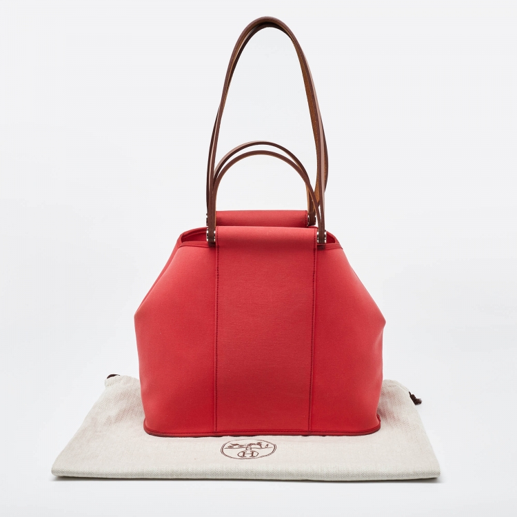 Pre Owned Hermes Rose Candy Toile Canvas Cabag Elan Tote